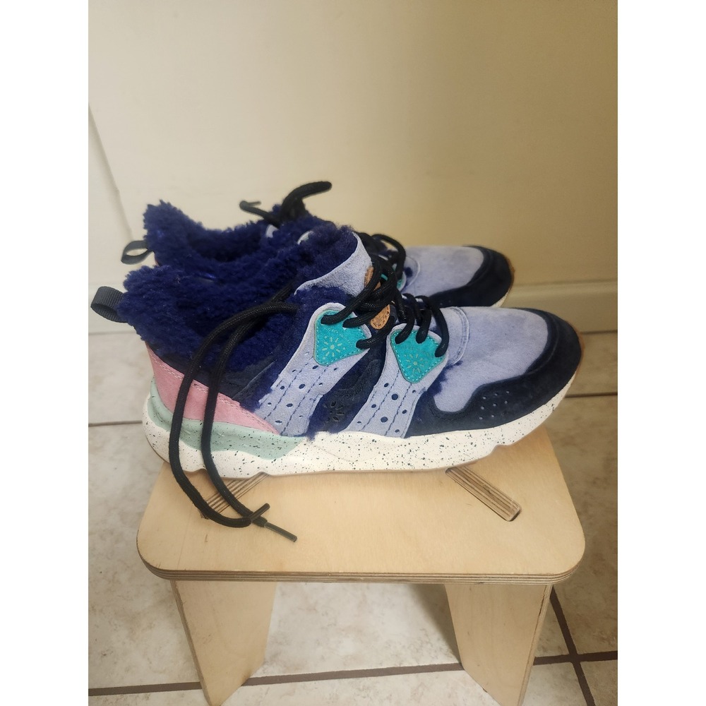 Flower Mountain Yamano 3 Multi Color Suede Faux Fur‎ Sneakers Blue Pink Teal 7